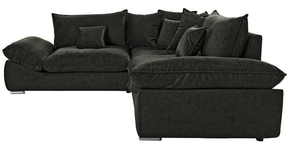 ECKSOFA Dunkelgrün Velours  - Chromfarben/Dunkelgrün, KONVENTIONELL, Kunststoff/Textil (247/247cm) - Carryhome