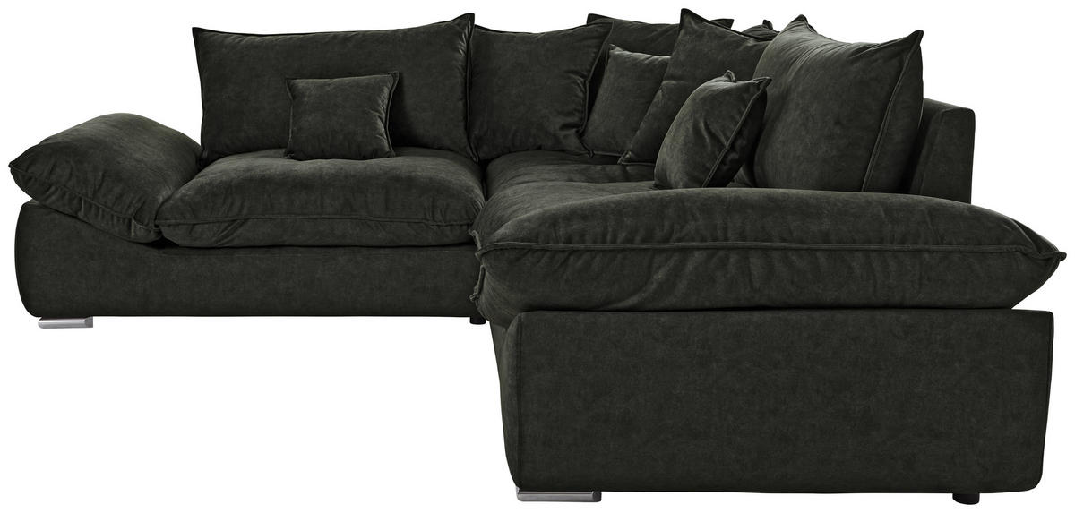 Freisteller von Carryhome ECKSOFA Dunkelgrün Velours.