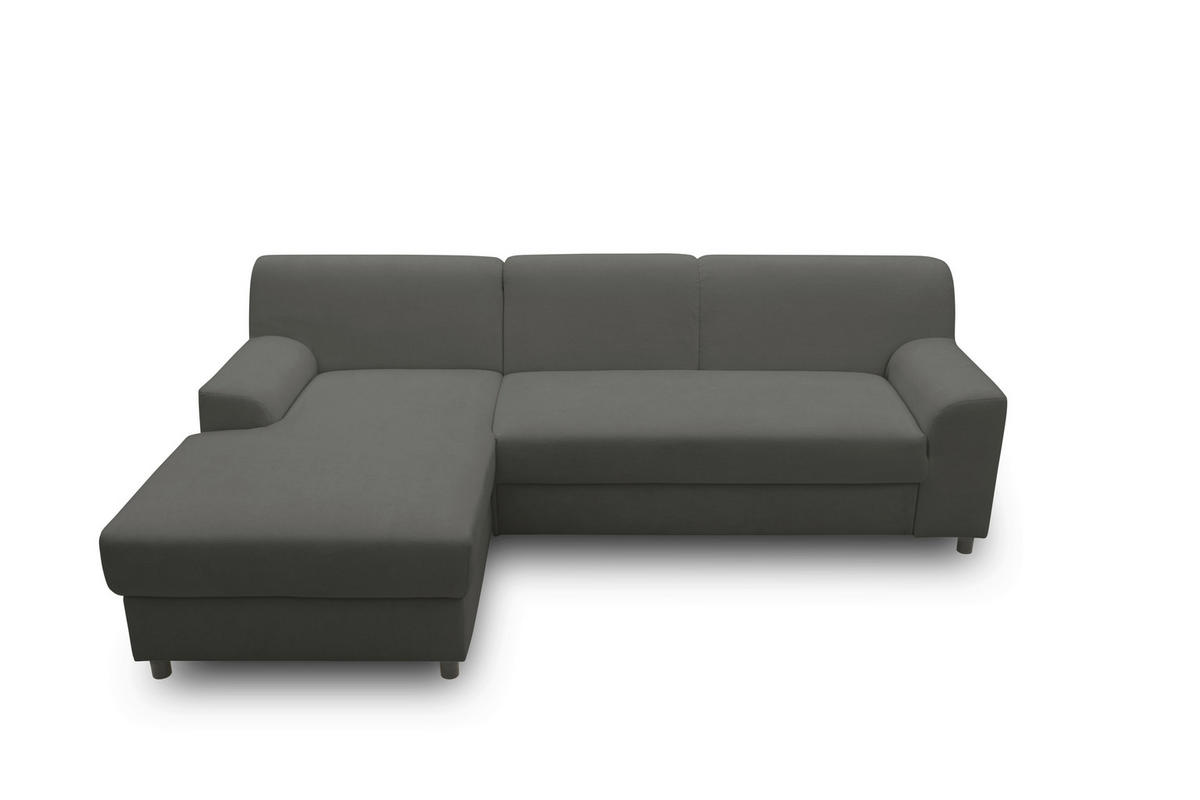 ECKSOFA CAPRI 2 Dunkelgrau Mikrofaser Zierkissen  - Dunkelgrau/Schwarz, Basics, Kunststoff/Textil (146/241cm) - MID.YOU