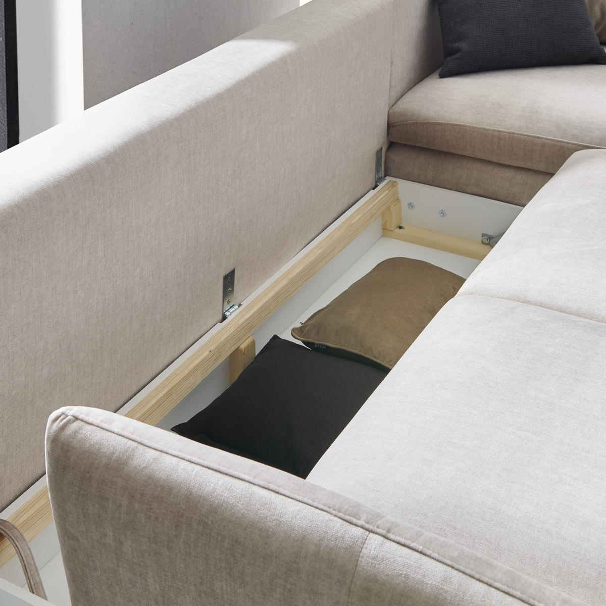 CloseUp von XXXL ECKSOFA Schwarz Webstoff.