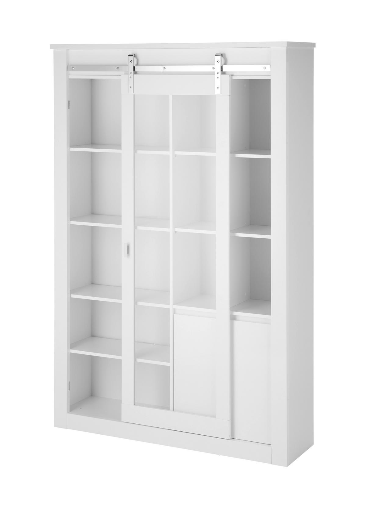 VITRINE  in Weiß, Weiß Hochglanz  - Chromfarben/Weiß Hochglanz, Design, Holzwerkstoff/Metall (133/201/38cm) - Livetastic