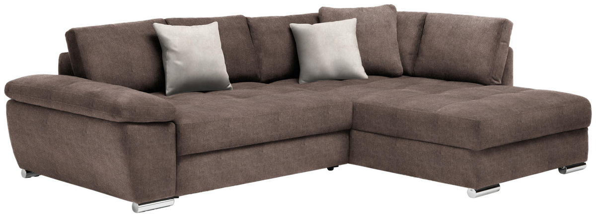 ECKSOFA in Webstoff Taupe  276/212 cm  - Taupe/Chromfarben, Design, Kunststoff/Textil (276/212cm) - Carryhome