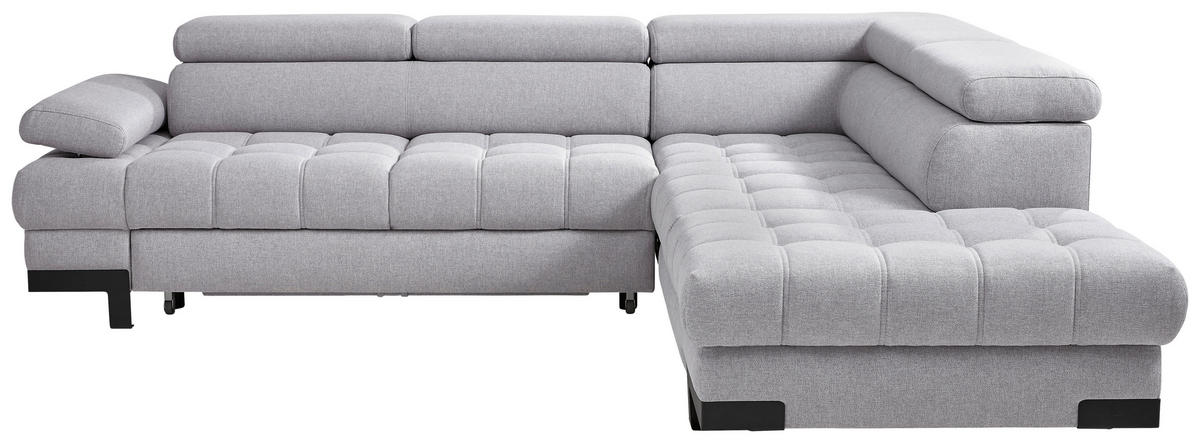 ECKSOFA in Webstoff Grau  - Schwarz/Grau, Design, Textil/Metall (263/223cm) - Welnova
