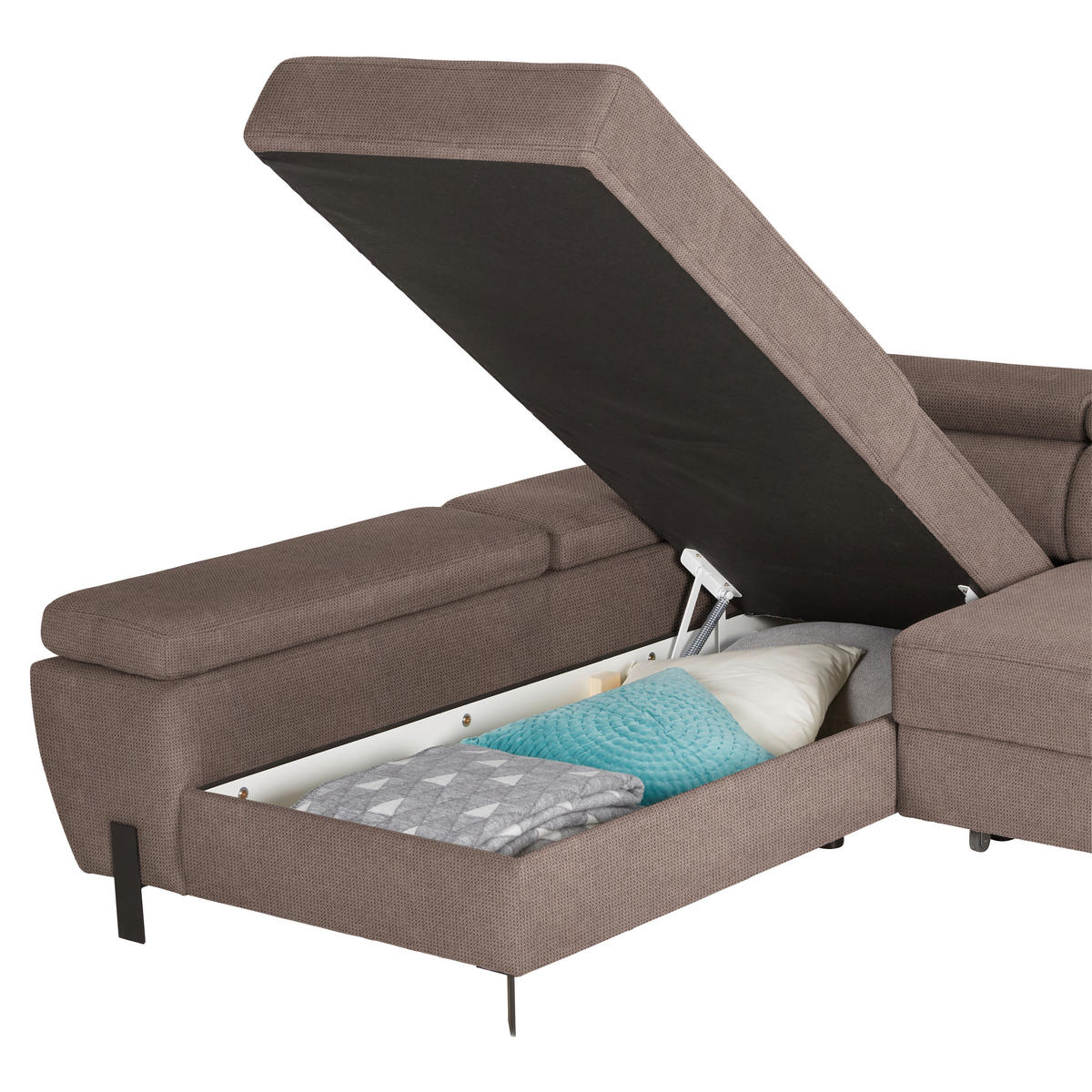 HÖRNSOFFA i vävt tyg taupe  - svart/taupe, Modern, metall/textil (93/90/277cm) - MID.YOU