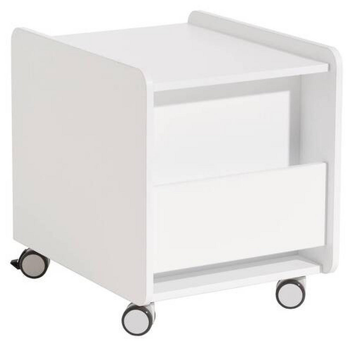 GÖRGŐS KONTÉNER - fehér, Trend, faalapú anyag (44,3/53,7/57,3cm) - Paidi