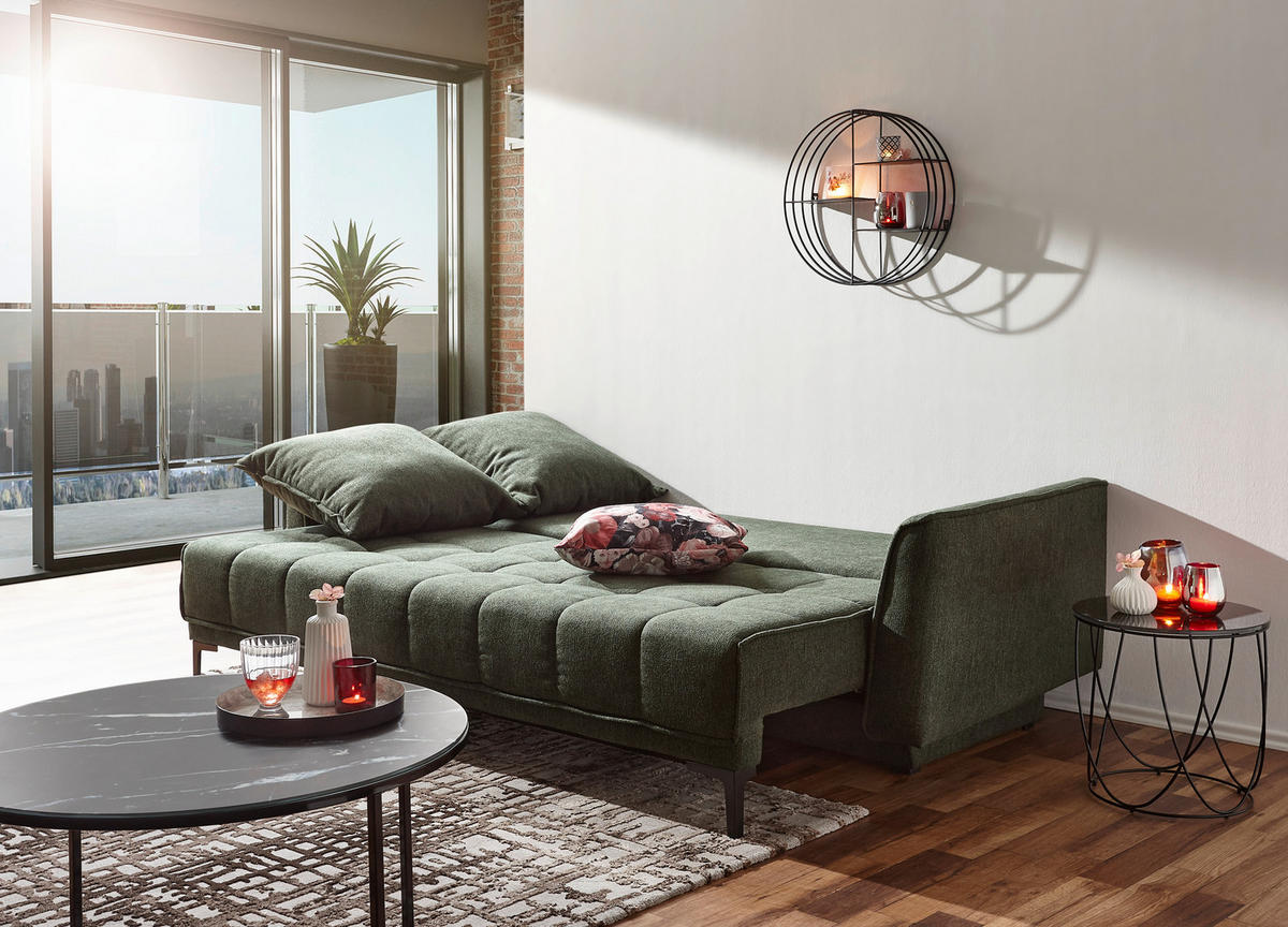 BÄDDSOFFA i flatväv grön  - grön/svart, Design, textil (235/70/108cm) - Livetastic