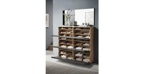 SCHUHKIPPER  in 140/126/31 cm  - Eichefarben/Anthrazit, Design, Glas/Holzwerkstoff (140/126/31cm) - Dieter Knoll