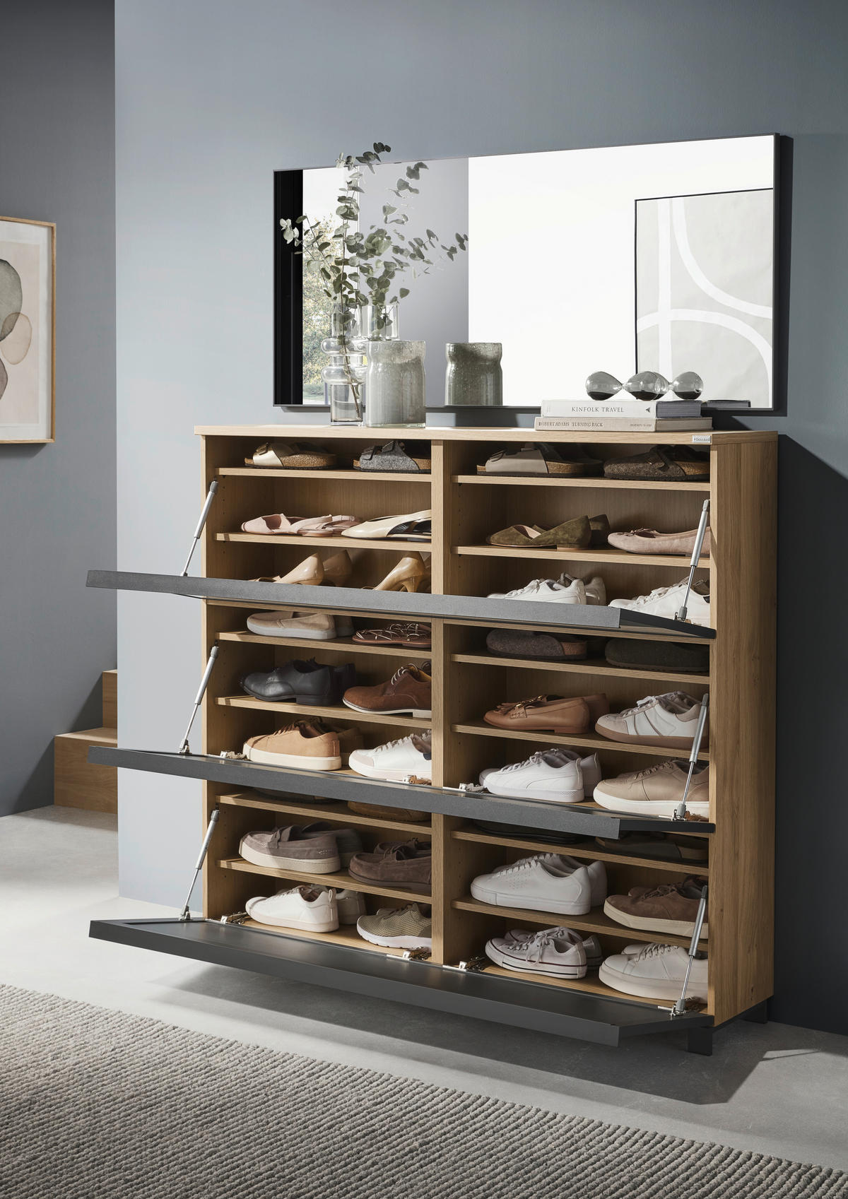 WANDSPIEGEL 138/60/3 cm    in rechteckig  - Anthrazit, Design, Glas/Holzwerkstoff (138/60/3cm) - Dieter Knoll