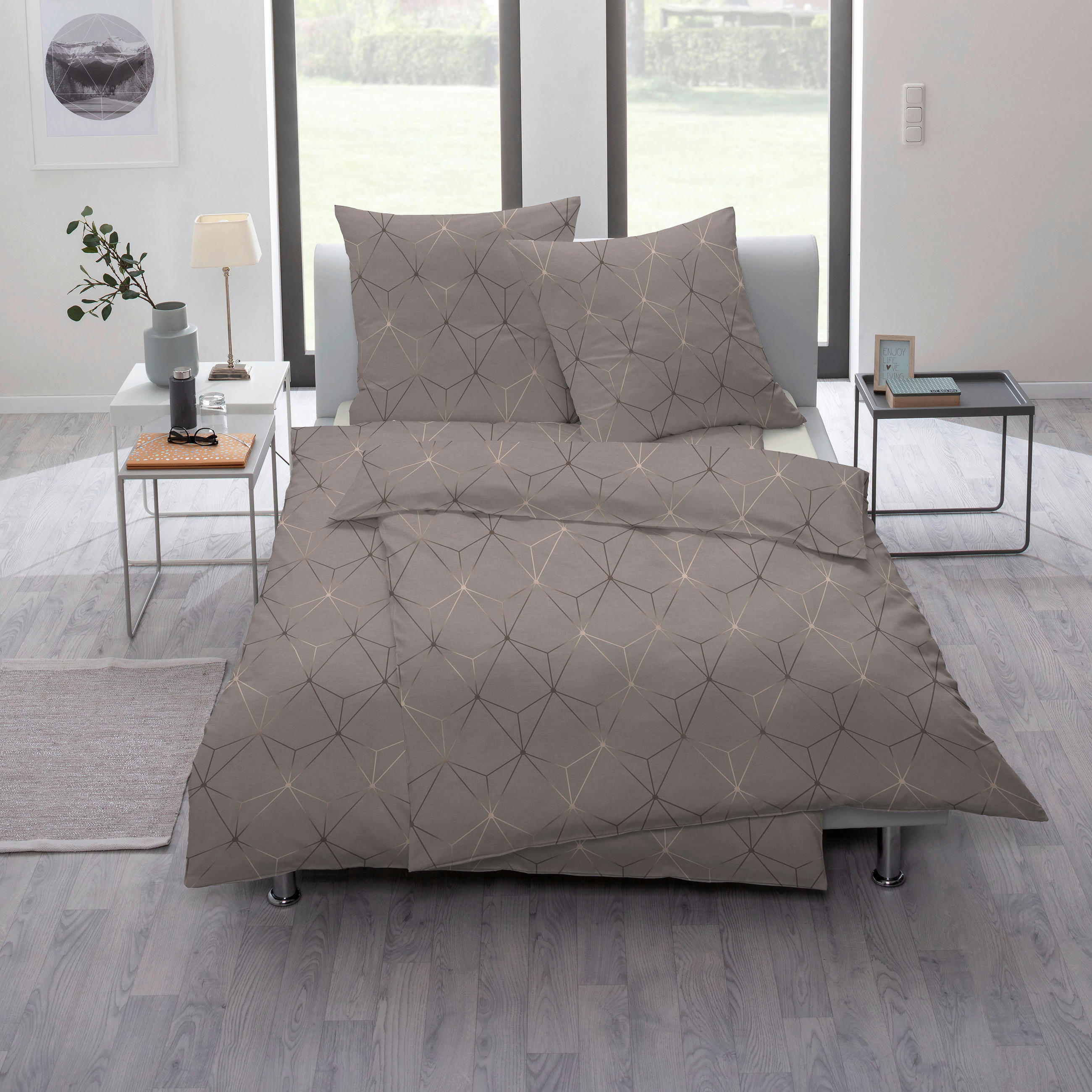 BETTWÄSCHE 155/220 cm ATELIER Makosatin  - Taupe, Design, Textil (155/220cm) - Estella