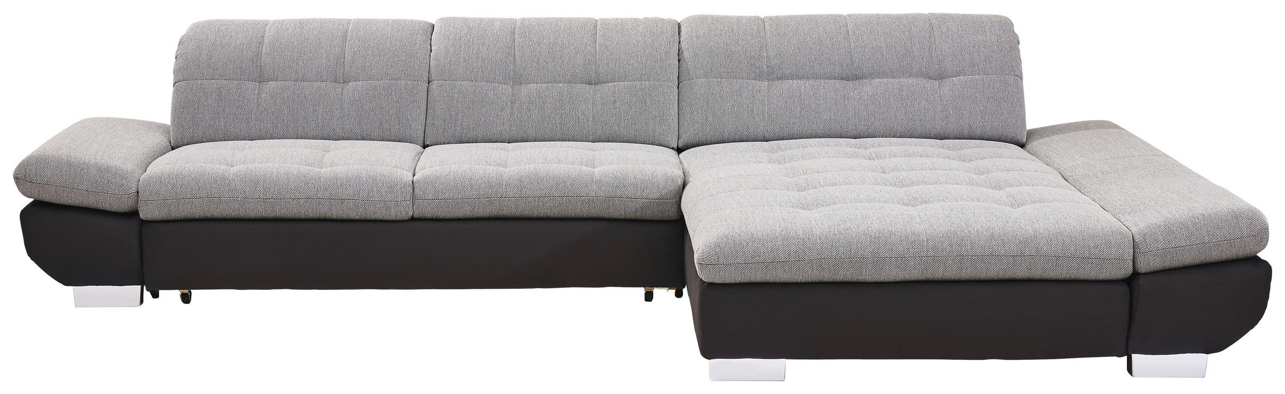 WOHNLANDSCHAFT Grau Flachgewebe - Chromfarben/Grau, Design, Kunststoff/Textil (341/204cm) - Xora