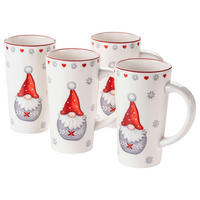 KAFFEEBECHERSET Aurela 4-teilig  - Rot/Weiß, Trend, Keramik (9/16/9cm) - Mäser