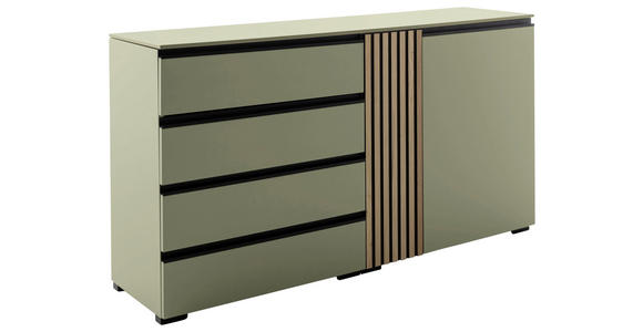SIDEBOARD Schwarz, Wildeiche, Schilfgrün 167/92/45 cm - Schilfgrün/Wildeiche, Design, Holz/Holzwerkstoff (167/92/45cm) - Moderano