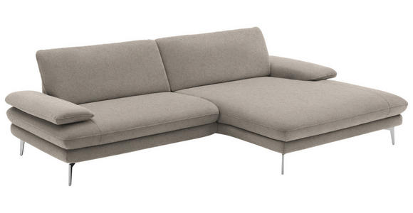 ECKSOFA in Webstoff Hellbraun  - Hellbraun/Schwarz, Design, Textil/Metall (284/184cm) - Dieter Knoll