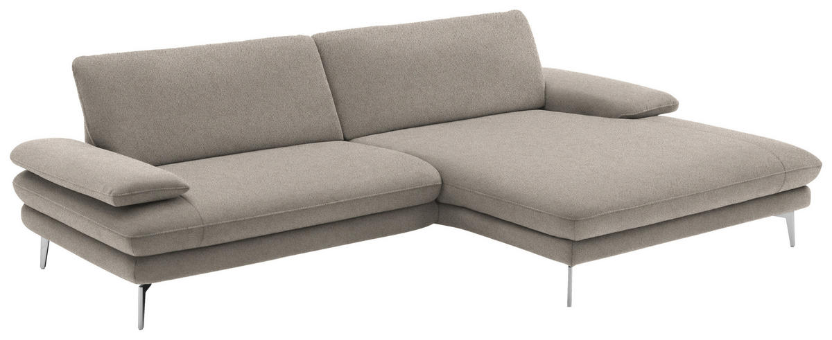 ECKSOFA in Webstoff Hellbraun  - Hellbraun/Schwarz, Design, Textil/Metall (284/184cm) - Dieter Knoll