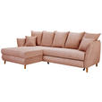 ECKSOFA Rosa Cord  - Eichefarben/Rosa, KONVENTIONELL, Holz/Textil (284/162cm) - Carryhome