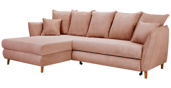 ECKSOFA in Cord Rosa  - Eichefarben/Rosa, KONVENTIONELL, Holz/Textil (284/162cm) - Carryhome