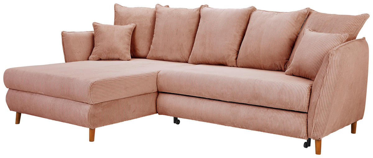 ECKSOFA Rosa Cord  - Eichefarben/Rosa, KONVENTIONELL, Holz/Textil (162/284cm) - Carryhome