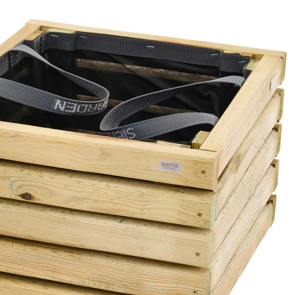 BLUMENKASTEN 40/40/40 cm Schwarz, Kieferfarben  - Schwarz/Kieferfarben, Basics, Holz/Textil (40/40/40cm) - Siena Garden