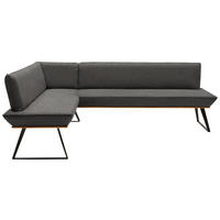 ECKBANK in Holz, Metall, Textil Schwarz, Eichefarben, Dunkelgrau  - Eichefarben/Dunkelgrau, Design, Holz/Textil (163/203cm) - Voleo