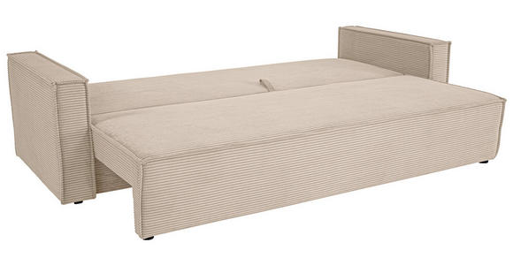 SCHLAFSOFA  mit Rücken echt, Armteil links, Armteil rechts Cord Beige  - Beige/Schwarz, Design, Textil (232/85/92cm) - Xora