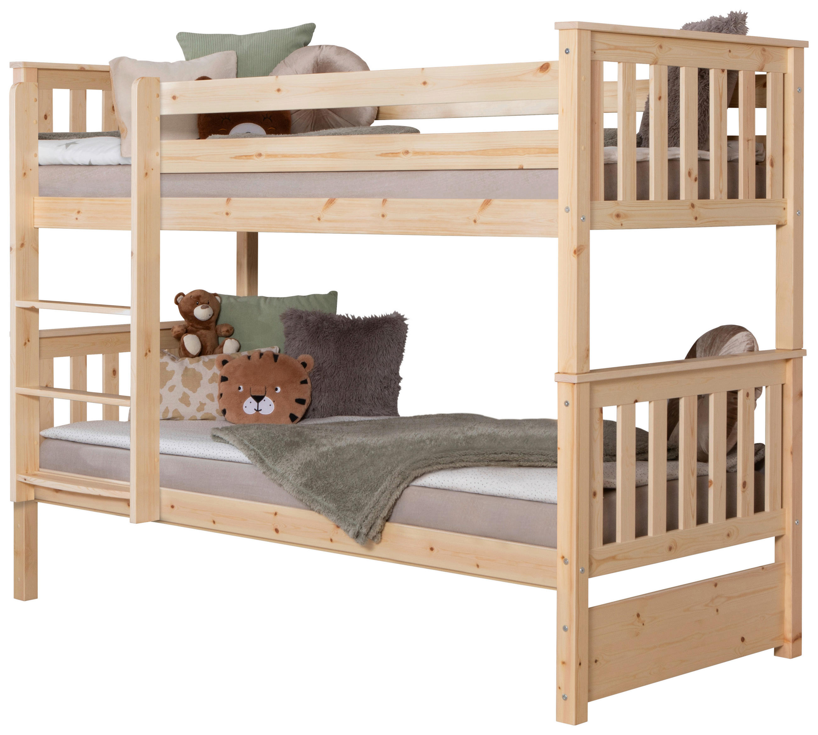 ETAGENBETT 90/200 cm,  in Naturfarben, Absturzsicherung, Leiter  - Naturfarben, MODERN, Holz (90/200cm) - Livetastic