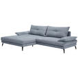 ECKSOFA Blau Flachgewebe  - Blau/Schwarz, Design, Textil/Metall (176/294cm) - Carryhome