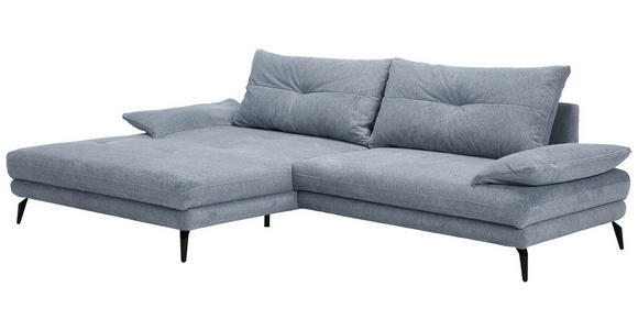 ECKSOFA Blau Flachgewebe  - Blau/Schwarz, Design, Textil/Metall (176/294cm) - Carryhome