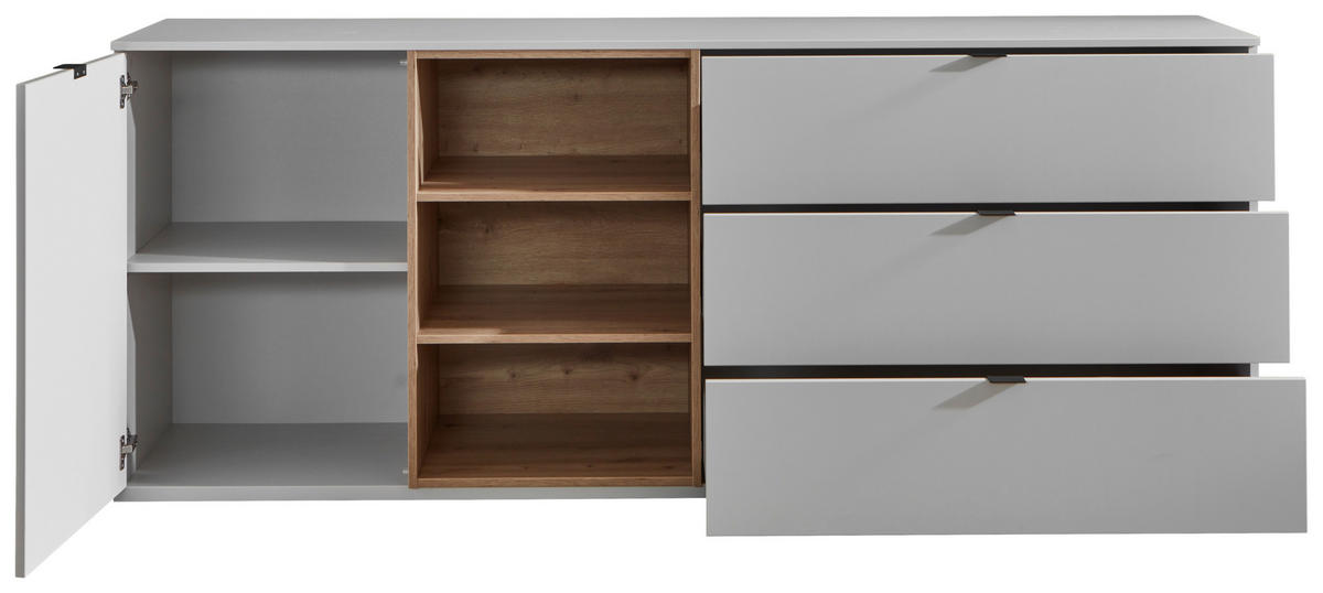 SIDEBOARD Eiche Artisan, Hellgrau  205/85,1/50 cm  - Anthrazit/Hellgrau, Design, Holzwerkstoff/Kunststoff (205/85,1/50cm) - Stylife