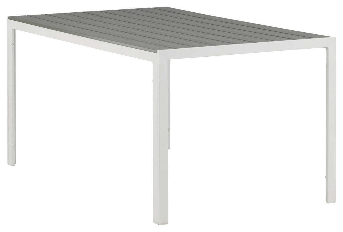 GARTENTISCH 150/90/75 cm  - Weiß/Grau, KONVENTIONELL, Holz/Metall (150/90/75cm) - Gardenson