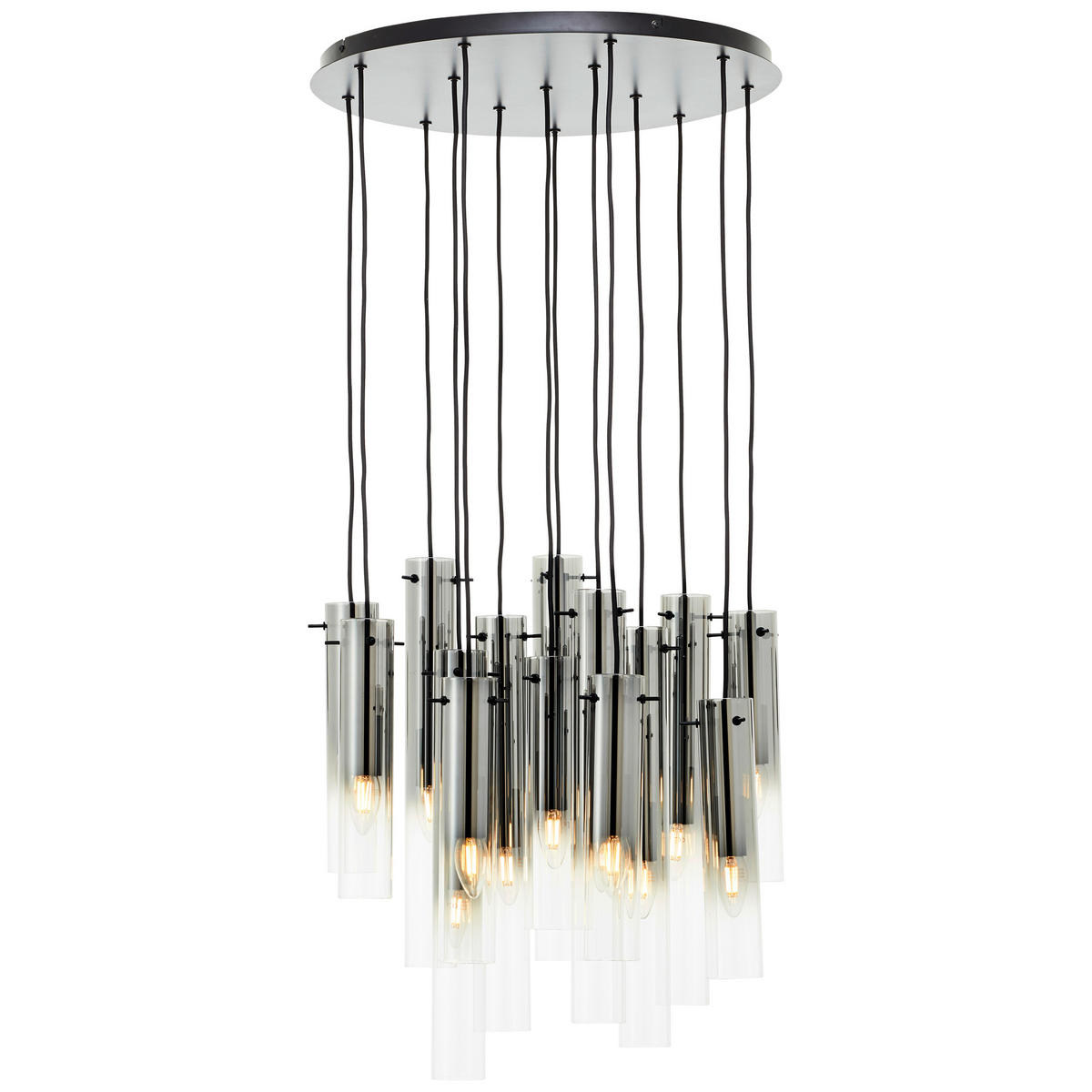 HÄNGELEUCHTE 52/199 cm  - Schwarz/Grau, Design, Glas/Metall (52/199cm) - Brilliant