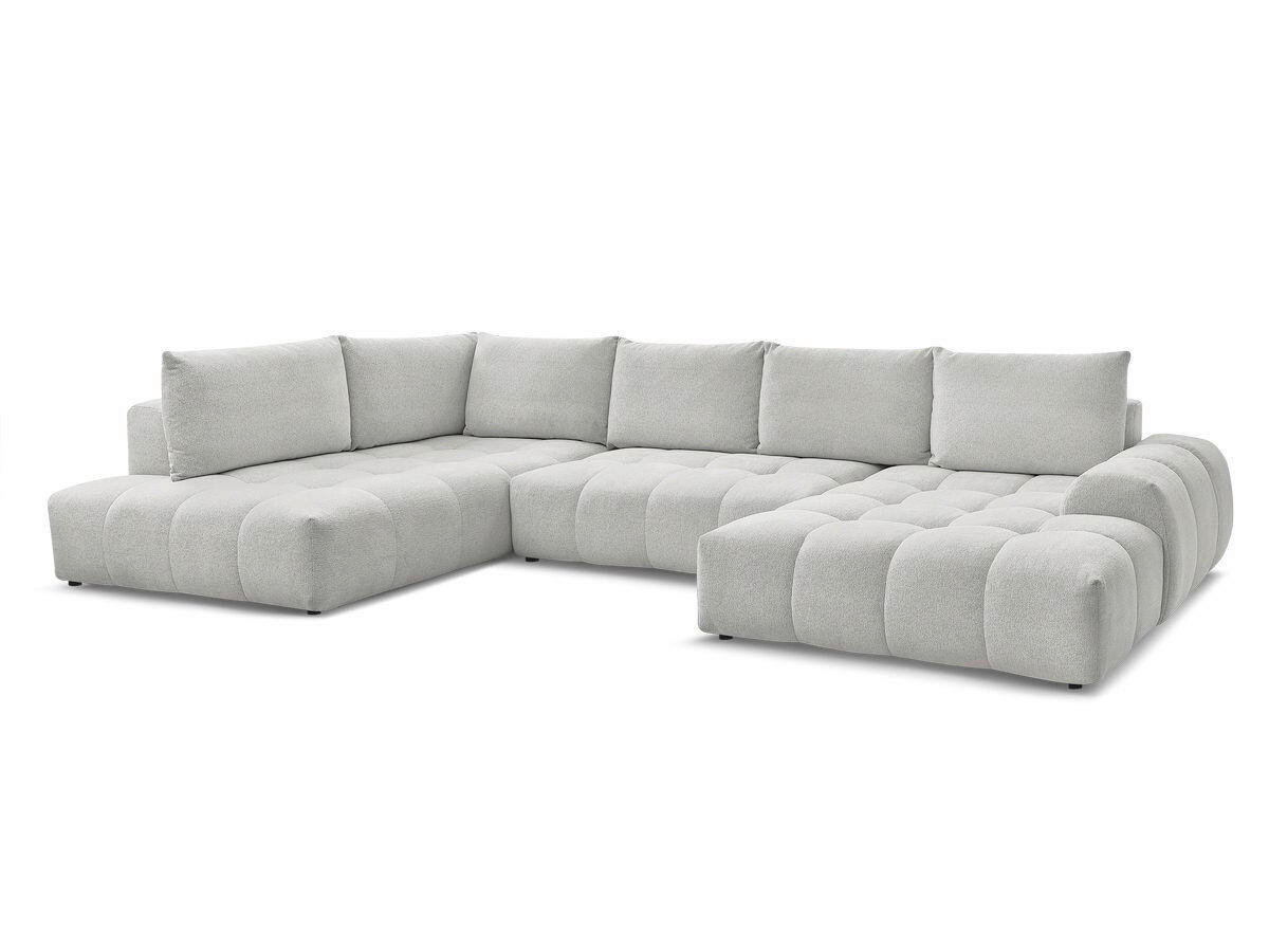 ECKSCHLAFSOFA EVEREST  mit Rücken echt, Armteil links, Armteil rechts Flachgewebe Hellgrau  - Hellgrau/Schwarz, MODERN, Kunststoff/Textil (212/423/198cm)