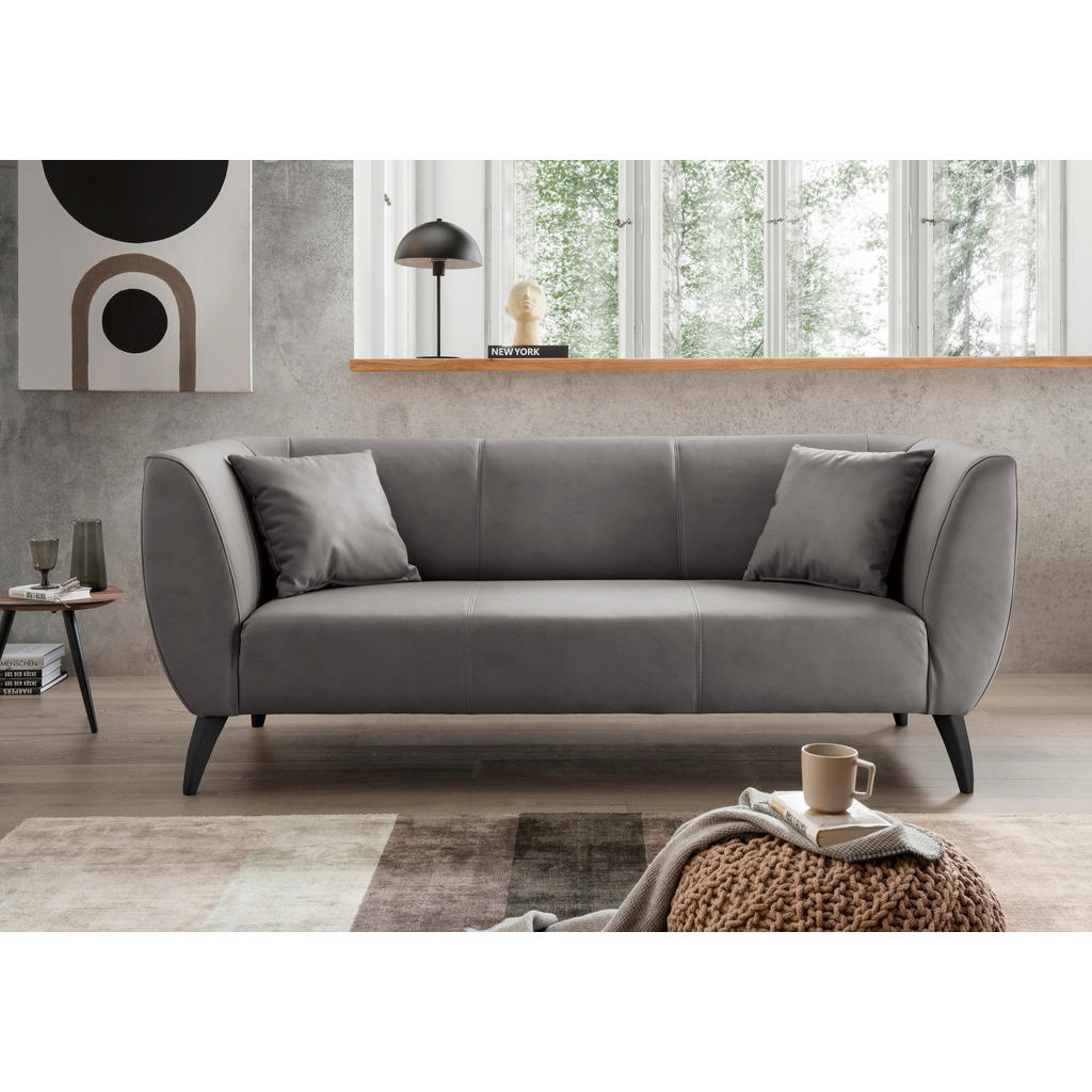 Thumbnail - Livetastic 3-Sitzer-Sofa, Anthrazit, Textil, Buche, Uni, Füllung: Schaumstoff, 208x83x88 cm, Made in EU, Rücken echt, Ar...