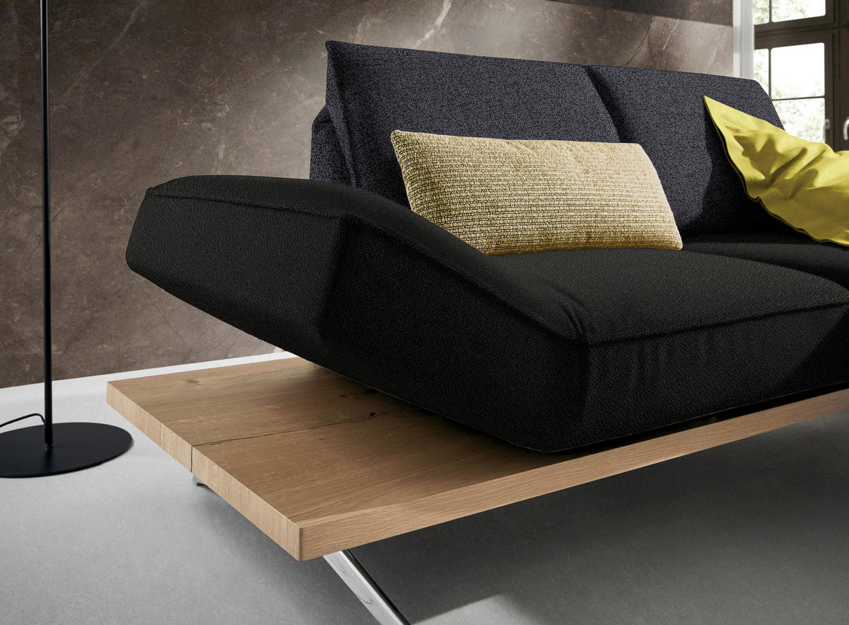 ECKSOFA in Flachgewebe Schwarz, Dunkelblau  - Chromfarben/Schwarz, Design, Holz/Textil (240/132cm) - Koinor