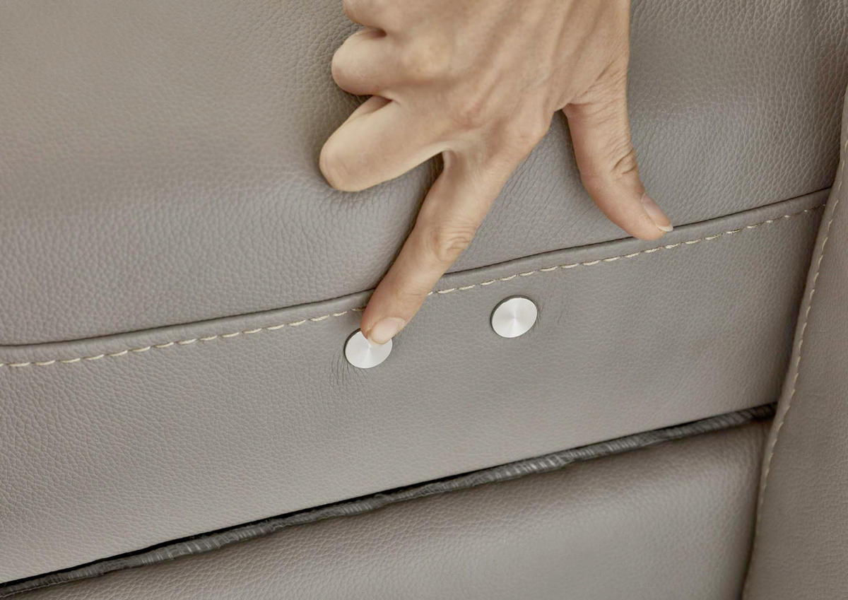 ECKSOFA in Echtleder Grau  - Chromfarben/Grau, Design, Leder/Metall (176/271cm) - Valdera