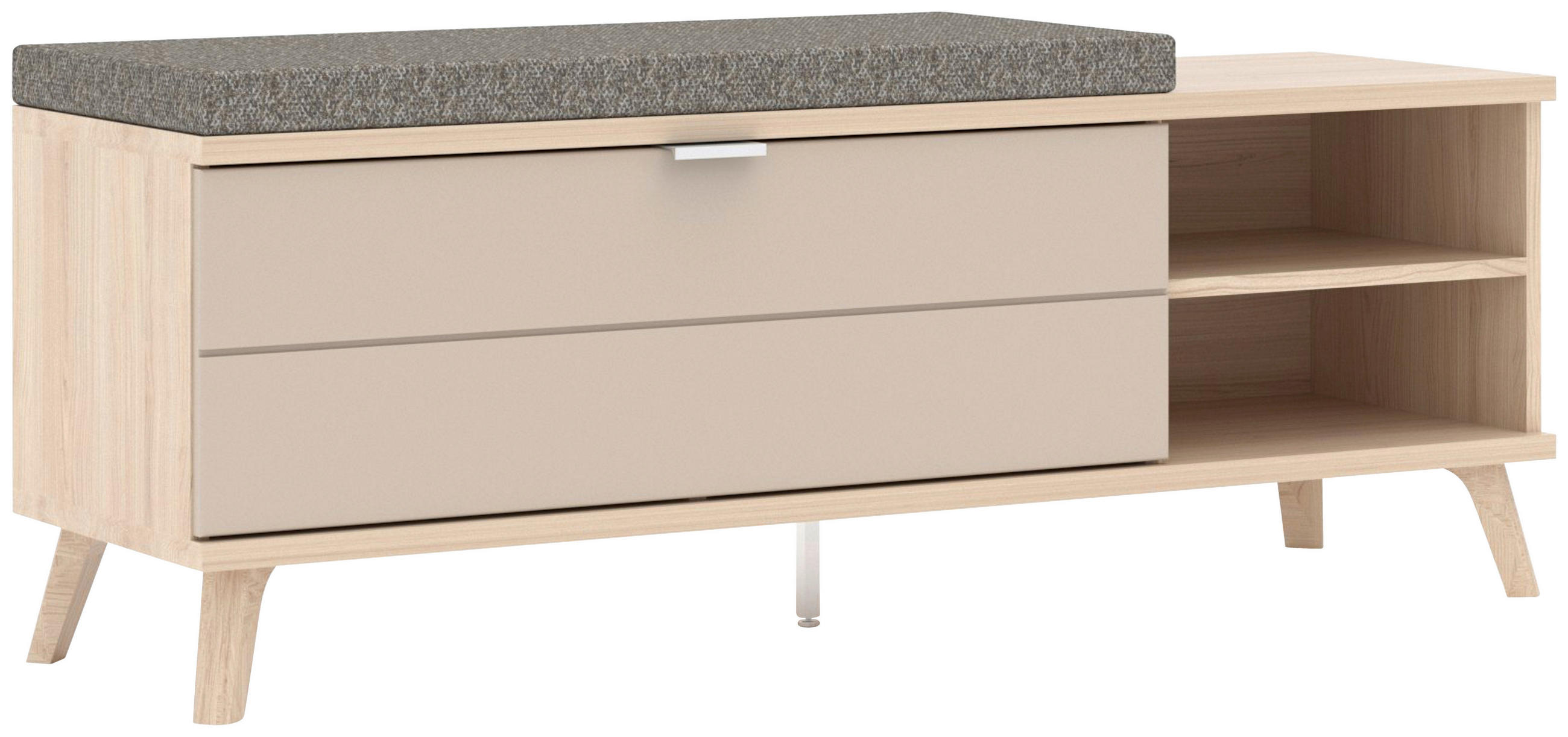 ELŐSZOBAPAD 130/51/38 cm  - világosszürke/króm, Design, faalapú anyag/textil (130/51/38cm) - Stylife