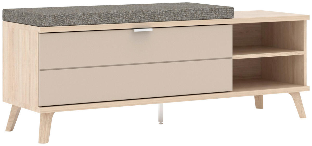 ELŐSZOBAPAD 130/51/38 cm  - világosszürke/króm, Design, faalapú anyag/textil (130/51/38cm) - Stylife