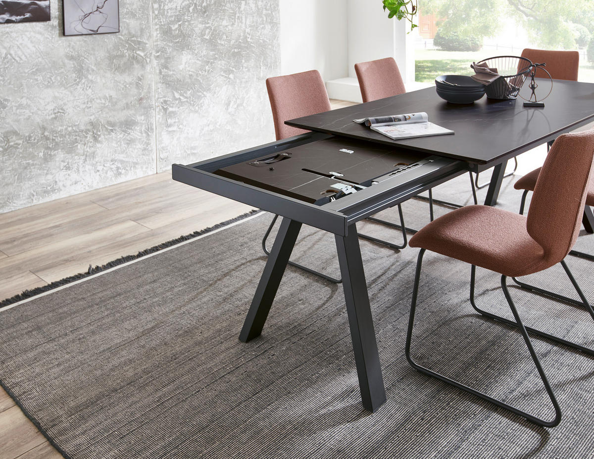 ESSTISCH in Metall, Holzwerkstoff 160-225/90/75 cm  - Anthrazit/Schwarz, Design, Holzwerkstoff/Metall (160-225/90/75cm) - Venjakob