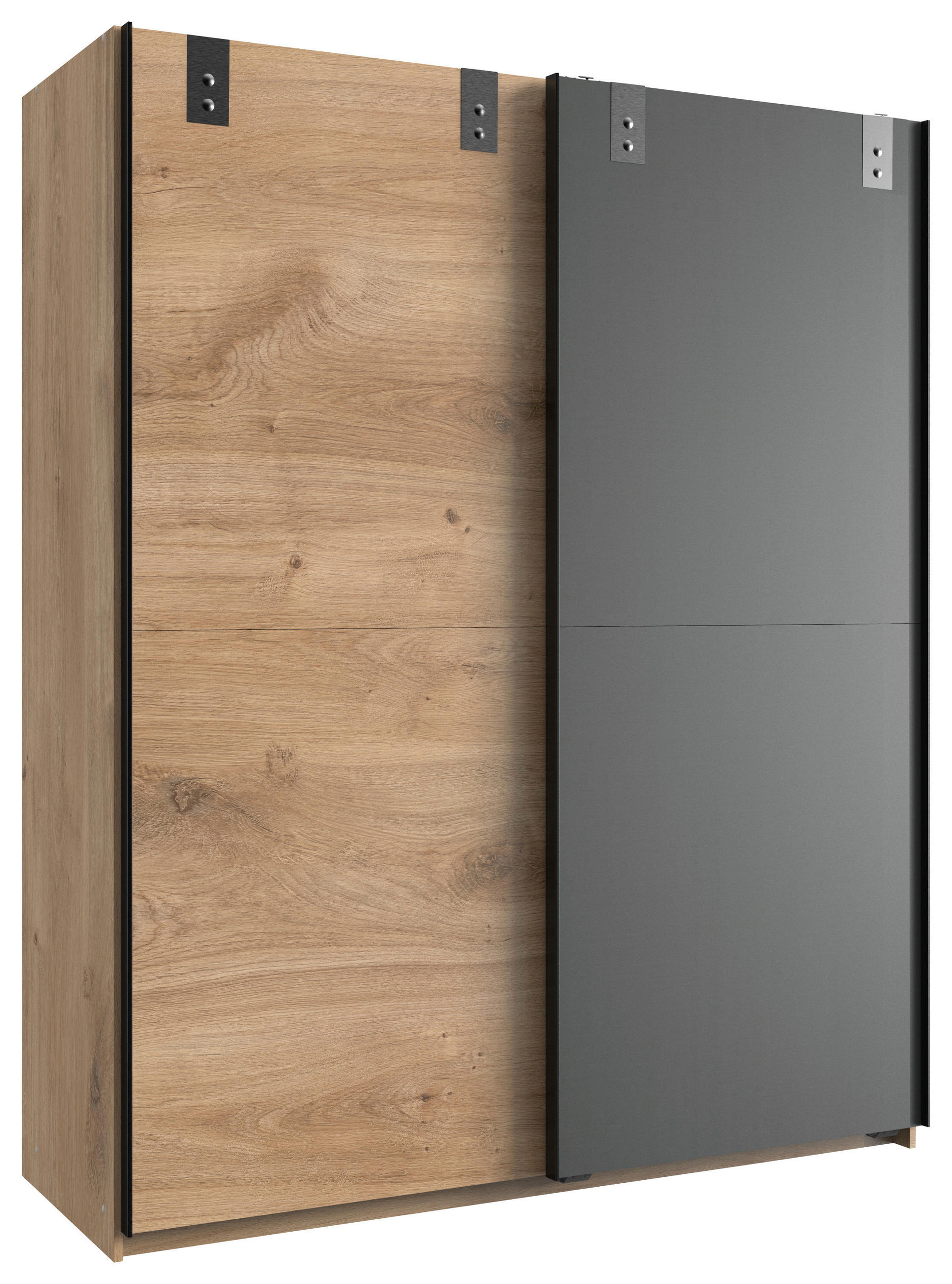 SCHWEBETÜRENSCHRANK 135/198/64 cm 2-türig Eichefarben, Graphitfarben  - Eichefarben/Graphitfarben, Design, Holzwerkstoff/Metall (135/198/64cm) - MID.YOU