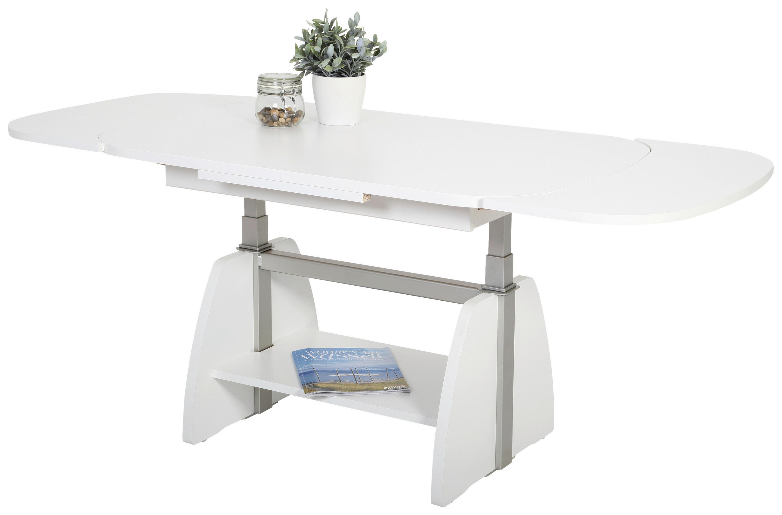 COUCHTISCH 108-157/67/53-69 cm rechteckig Weiß  - Weiß, KONVENTIONELL, Holzwerkstoff (108-157/67/53-69cm) - Boxxx