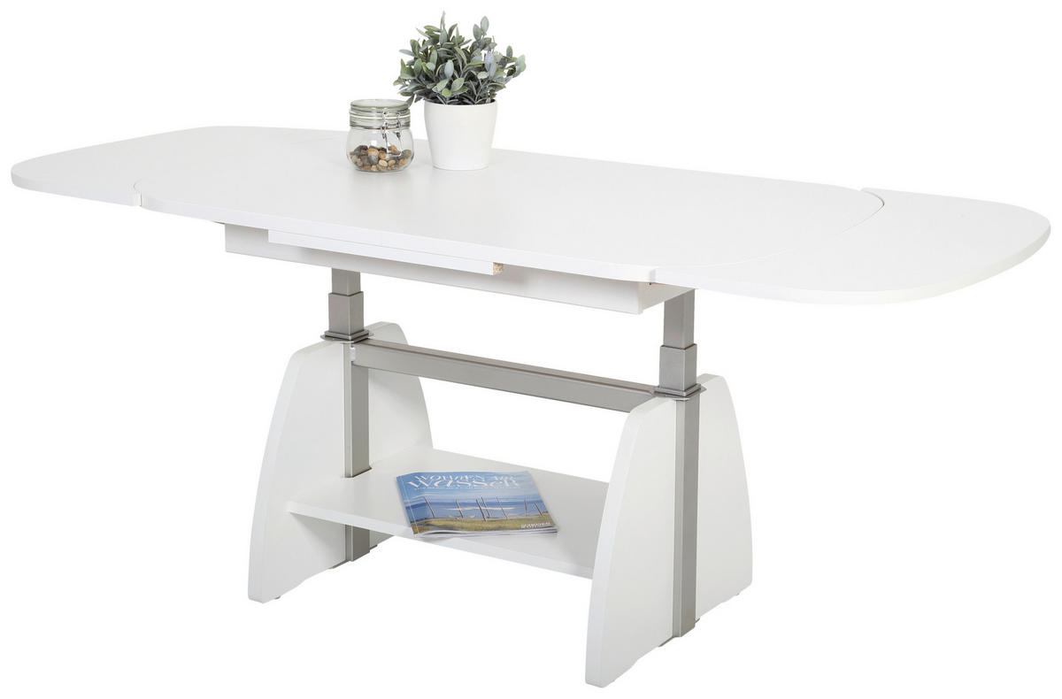 COUCHTISCH 108-157/67/53-69 cm rechteckig Weiß  - Weiß, KONVENTIONELL, Holzwerkstoff (108-157/67/53-69cm) - Boxxx