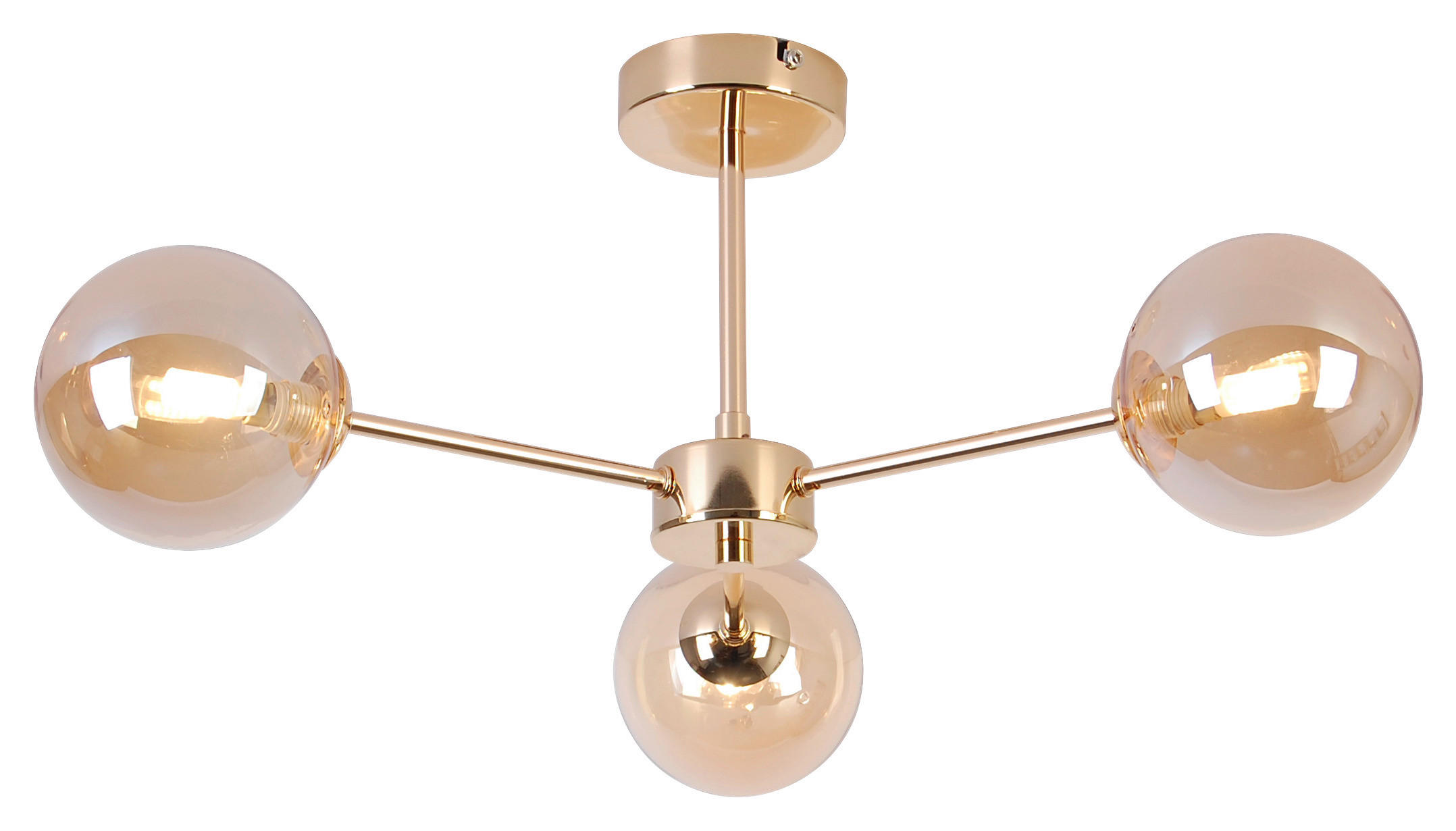 DECKENLEUCHTE 62/62/25 cm   - Bernsteinfarben, Trend, Glas/Metall (62/62/25cm) - Novel