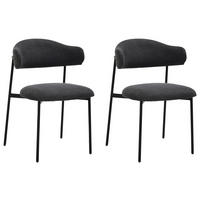 STUHL-SET 2 Stück  in Stahl Webstoff Metall, Textil  - Dunkelgrau/Schwarz, Design, Textil/Metall (58/78/54,5cm) - MID.YOU