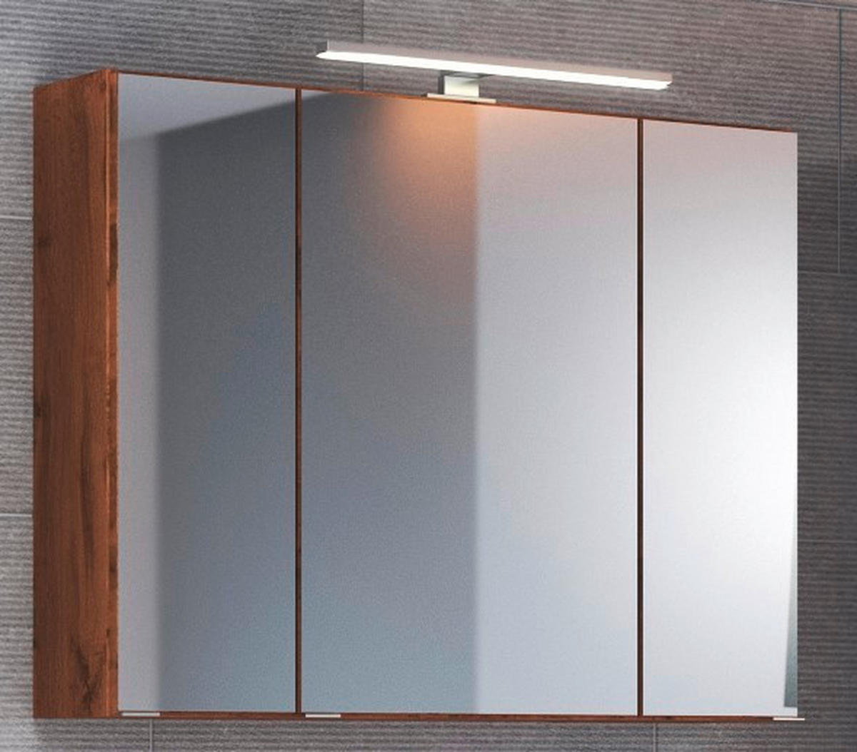 SPIEGELSCHRANK 100/66/20 cm  - Chromfarben/Eiche Wotan, Natur, Glas/Holzwerkstoff (100/66/20cm) - Held