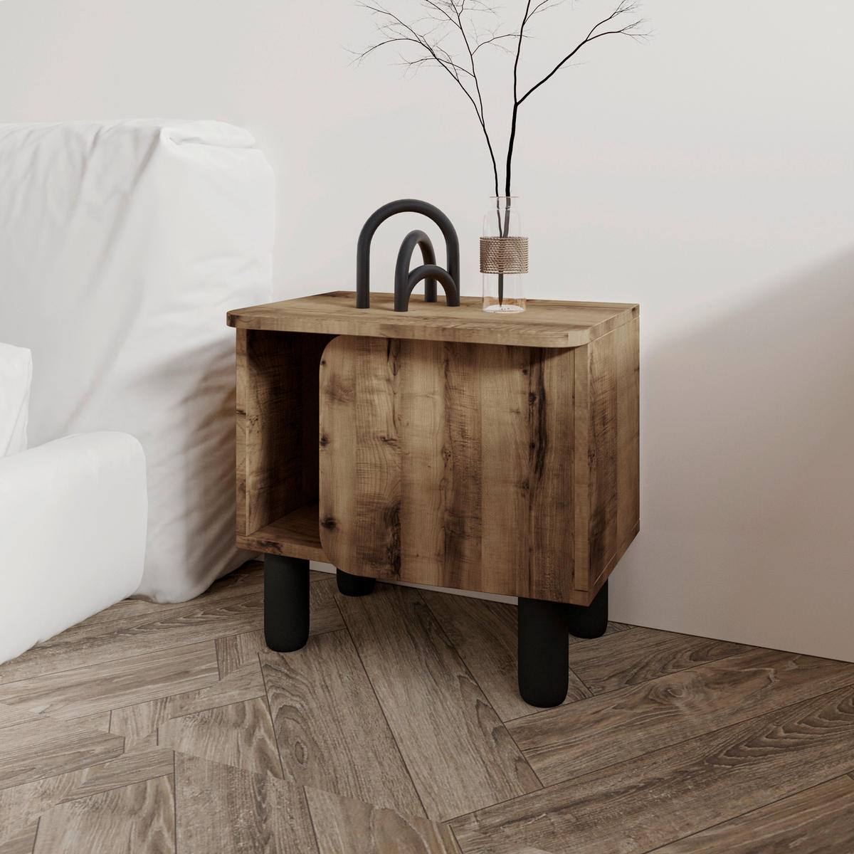 NACHTTISCH  - Nussbaumfarben, Design, Holzwerkstoff (50/30/49cm) - Livetastic