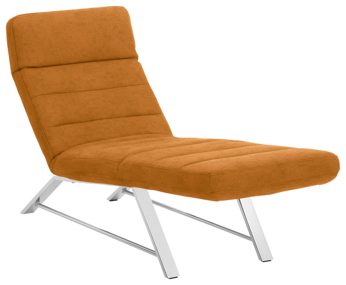 RELAXLIEGE in Mikrofaser Orange  - Chromfarben/Orange, Design, Textil/Metall (65/91/170cm) - Chilliano