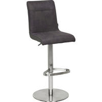 BARSKI STOL, barve nerjavečega jekla, temno siva  - barve nerjavečega jekla/temno siva, Design, kovina/tekstil (42/87,5-113/54cm) - Novel