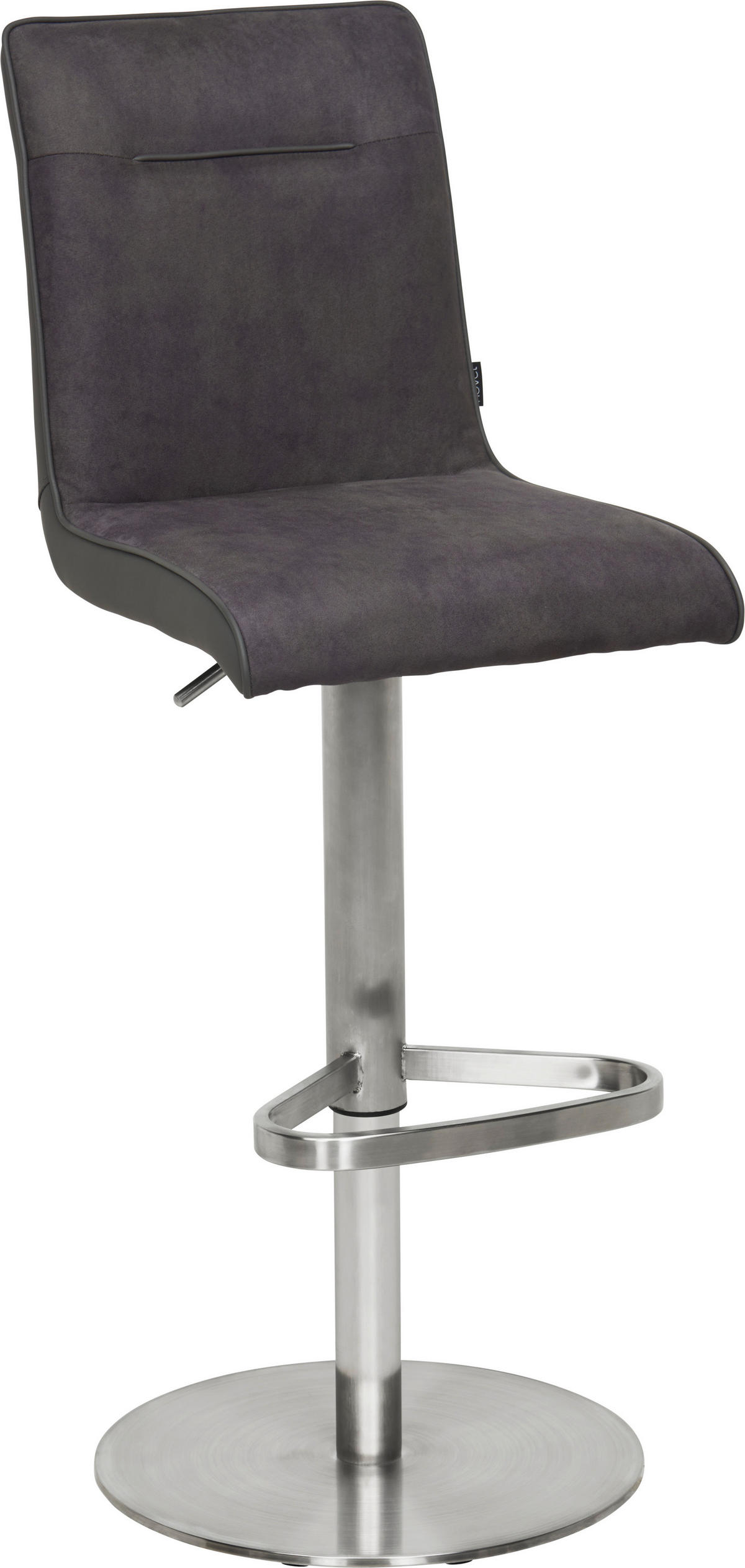 BARSKI STOL, barve nerjavečega jekla, temno siva  - barve nerjavečega jekla/temno siva, Design, kovina/tekstil (42/87,5-113/54cm) - Novel