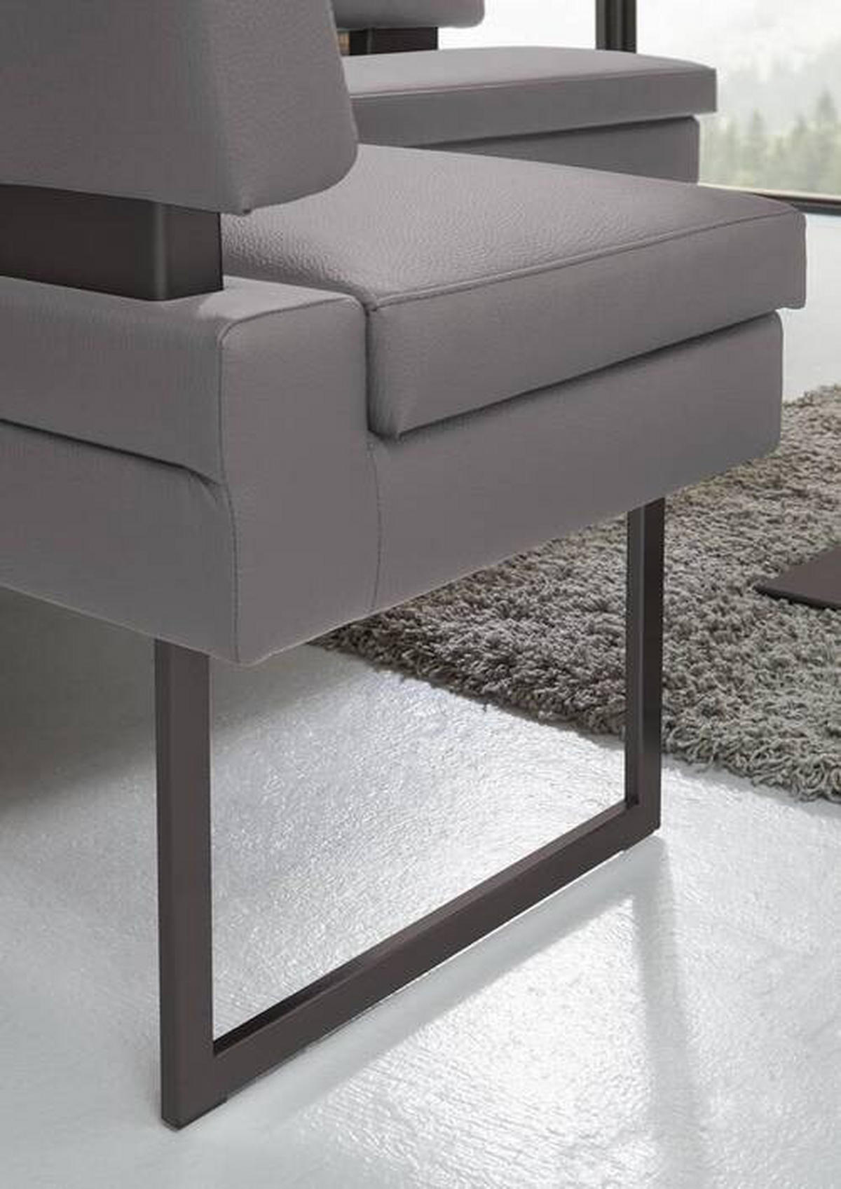 ECKBANK in Metall, Textil Grau  - Schwarz/Grau, Design, Textil/Metall (158/200cm) - Dieter Knoll