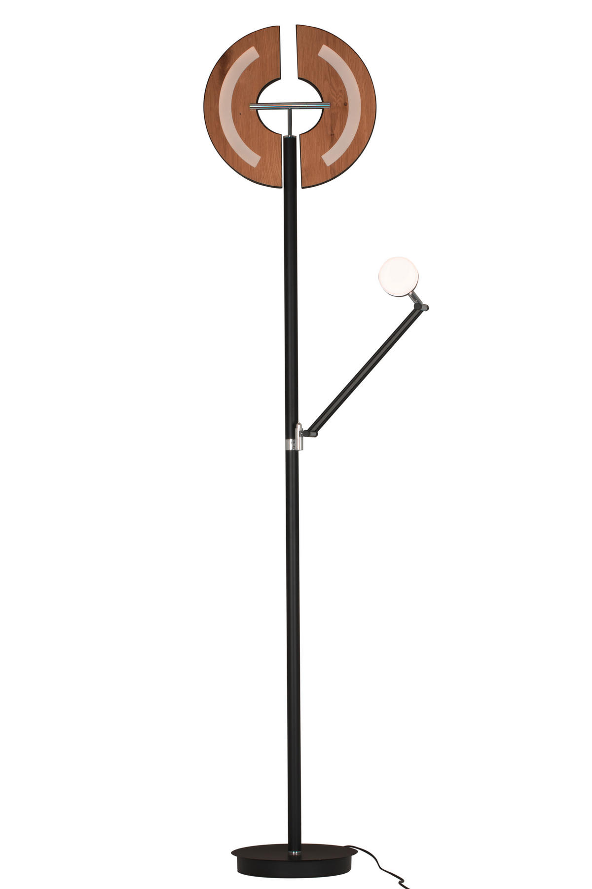 STOJACIA LED LAMPA, 41/39,35/182,80 cm - čierna/prírodná farba, Basics, kov/drevo (41/39,35/182,80cm) - Dieter Knoll