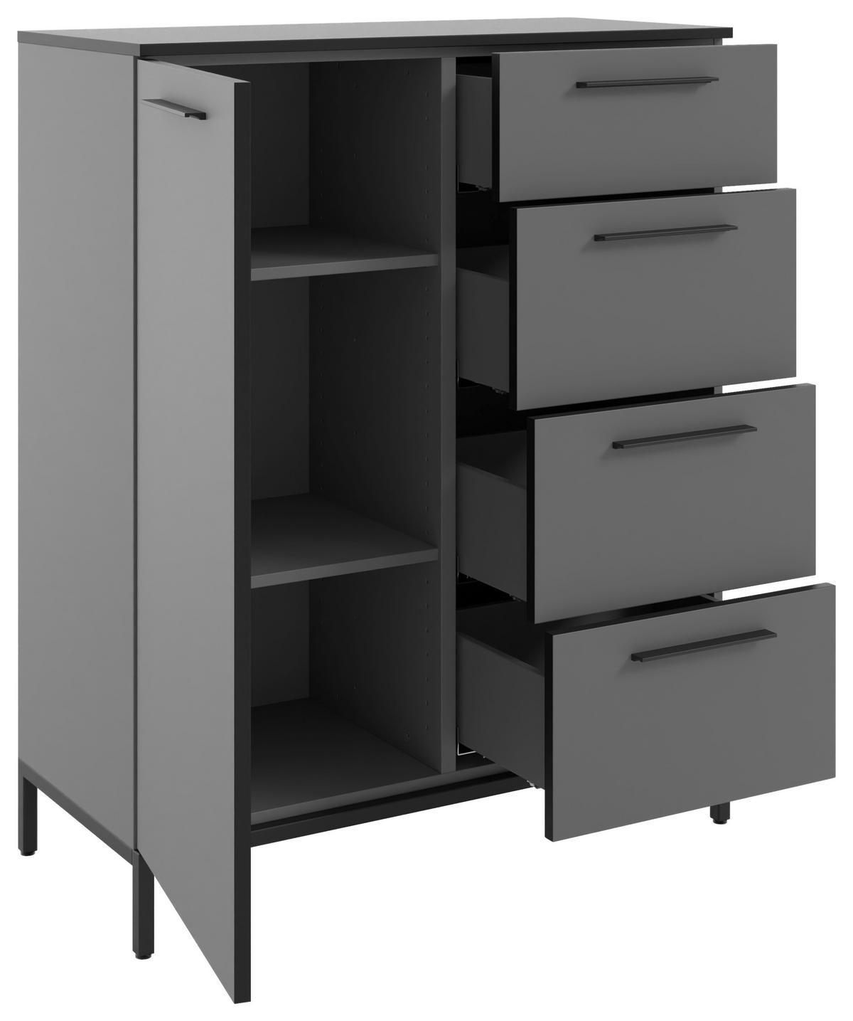 KOMMODE Soul  in 90/111/40 cm  - Dunkelgrau/Schwarz, MODERN, Holzwerkstoff/Metall (90/111/40cm)